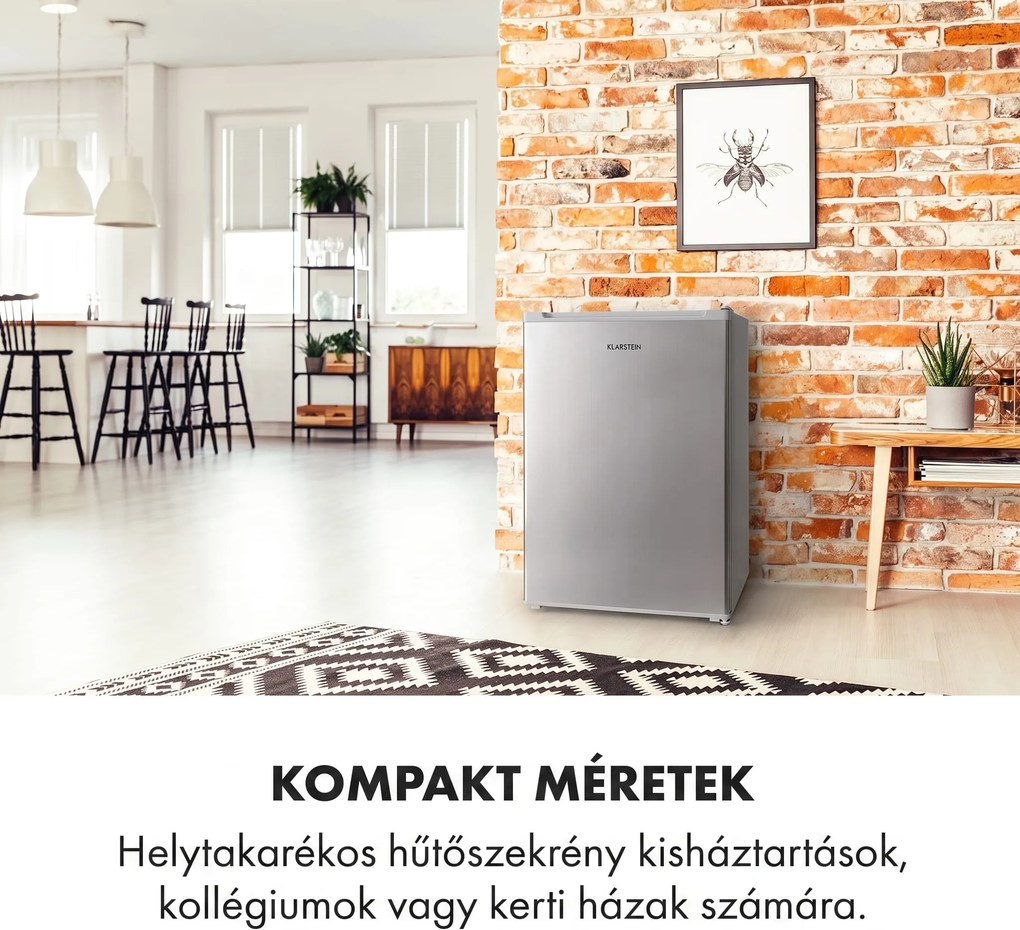 Klarstein Delaware, hűtőszekrény, 75 liter, 4 liter fagyasztó, E energiahatékonysági osztály, kompresszió hűtés