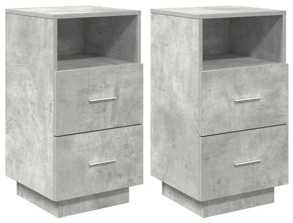 2 db betonszürke éjjeliszekrény 2 fiókkal 36x36x68 cm