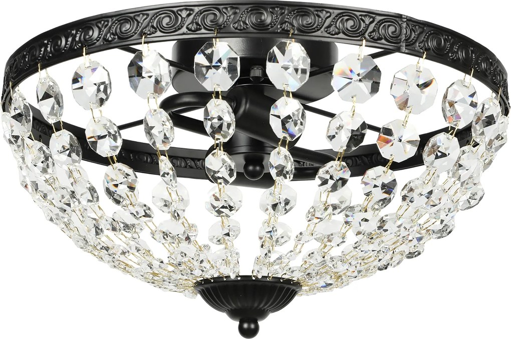 HOMCOM klasszikus kristály mennyezeti lámpa, 2x E14, max. 40 W, vintage felületre szerelhető, 168 kristály | Aosom