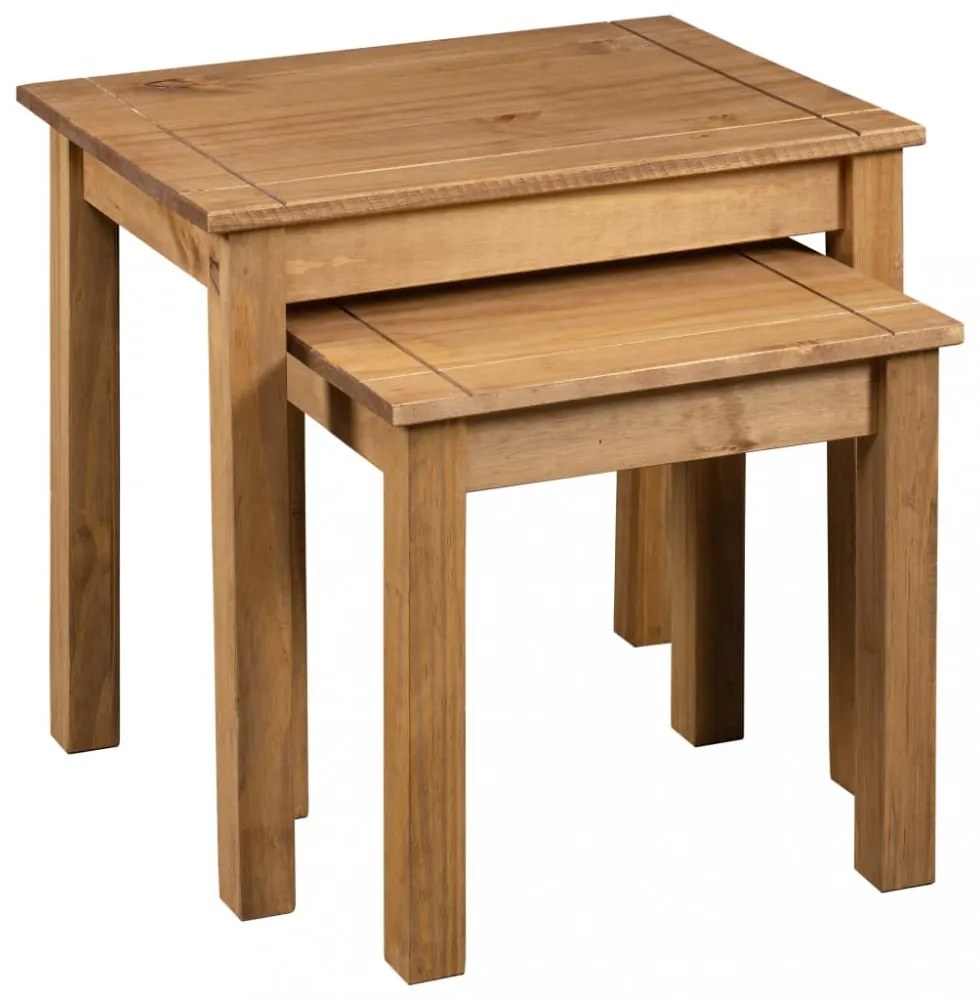 vidaXL 2 db panama stílusú tömör fenyőfa egymásba tolható asztal