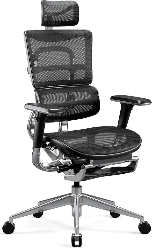Ergonomikus irodai szék lábtartóval Normal Size, fekete: Diablo V-Master