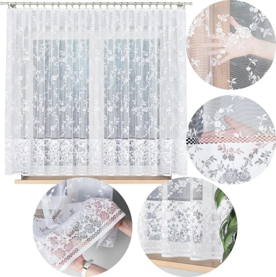 Függöny Jacquard Kész Virágmintás Natasa 400x160cm