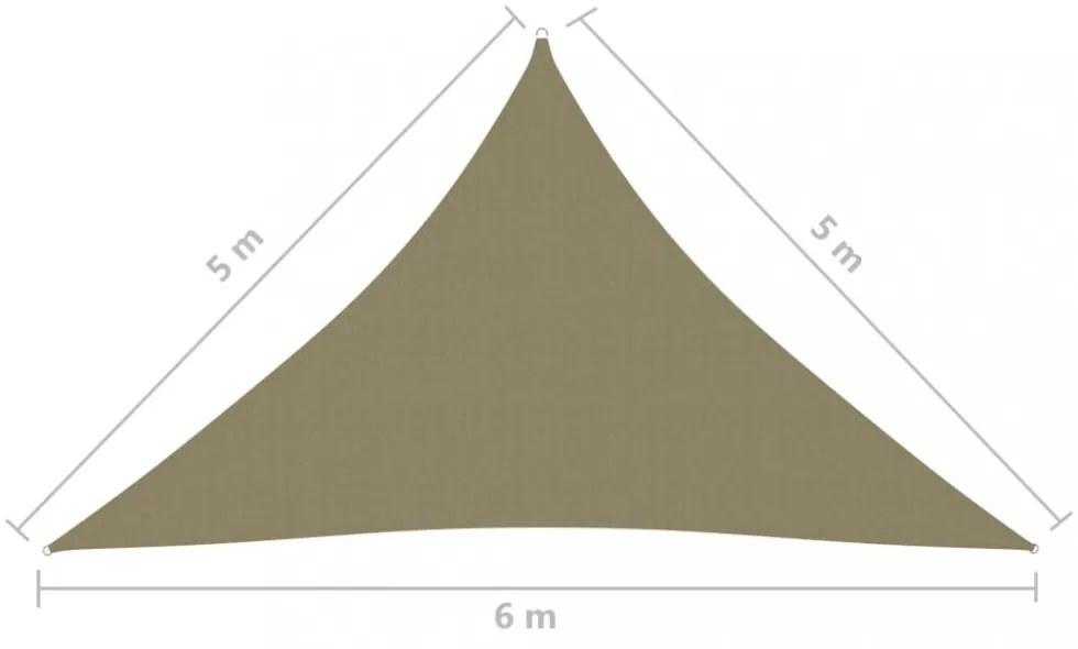 bézs háromszögű oxford-szövet napvitorla 5 x 5 x 6 m