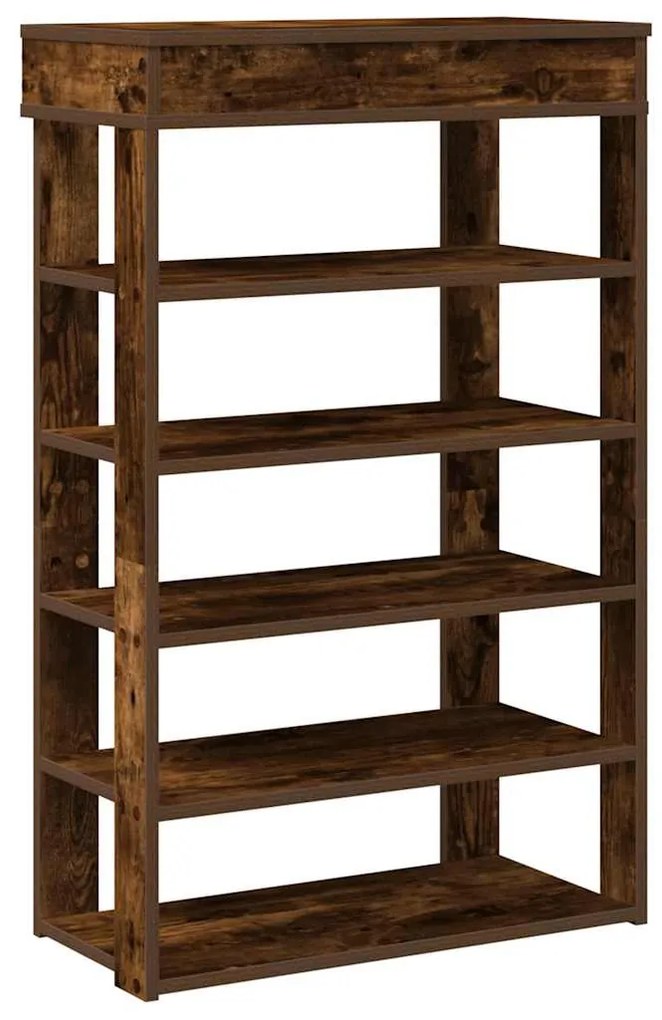 füstös tölgy színű szerelt fa cipőtartó 60x30x98 cm