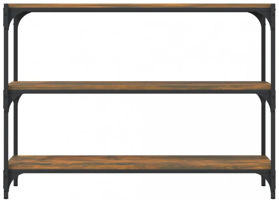 füstös tölgy színű fa és acél könyvszekrény 100 x 33 x 70,5 cm