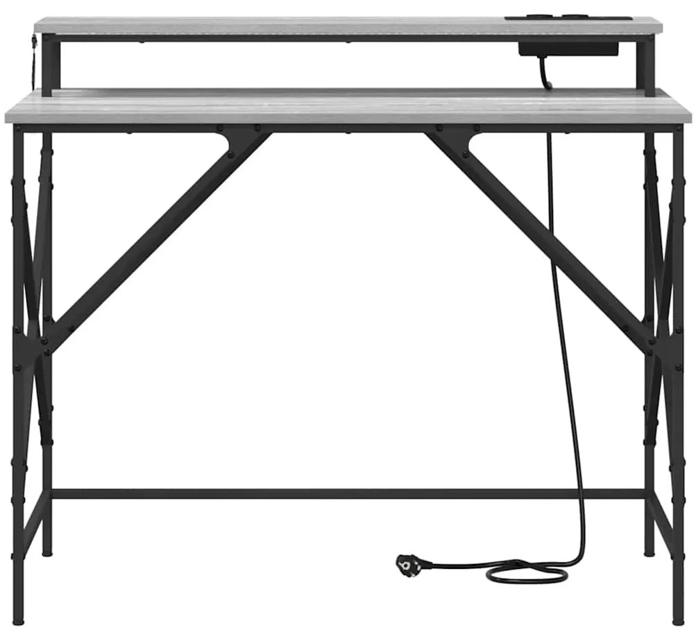 Asztal tárolóval Szürke sonoma 100 x 50 x 86.5 cm Faanyag