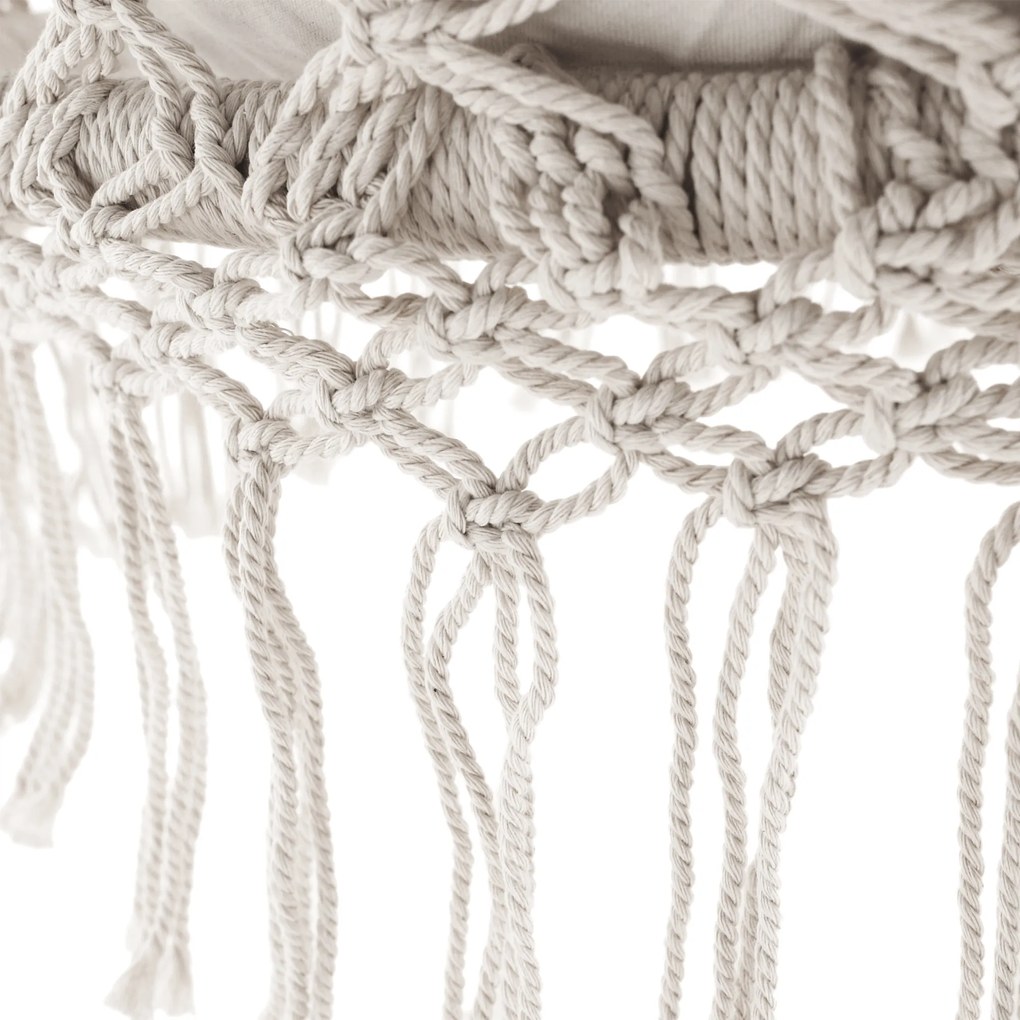 Függő hintaszék bojtokkal, fehér, DELUS