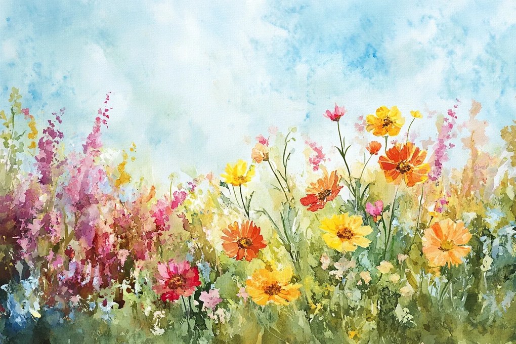 Fotótapéta Flizelina Természet Kert Rét Színes Virágok Nyár 368x254 ragasztó