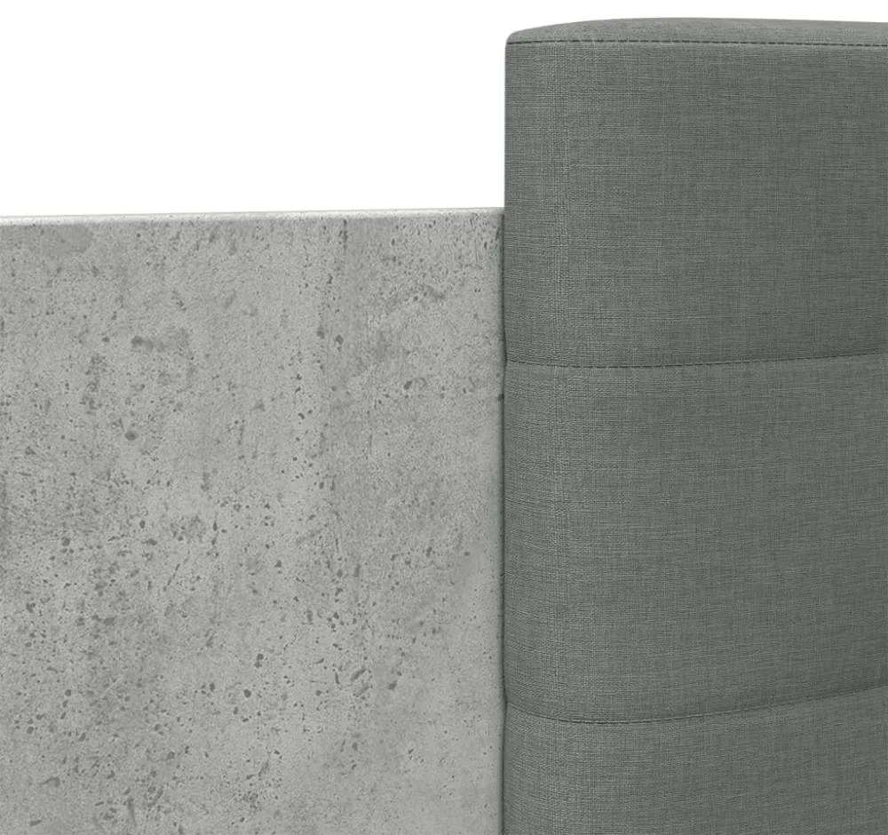 betonszürke ágykeret fejtámlával és LED-világítással 140x200 cm