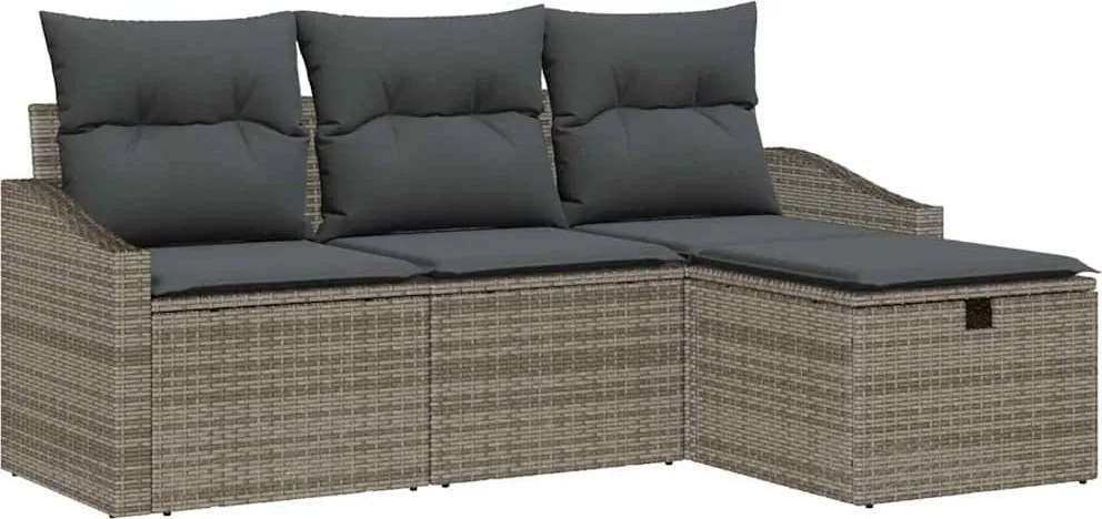 vidaXL Kanapé Szett párnával 4 pcs polirattan