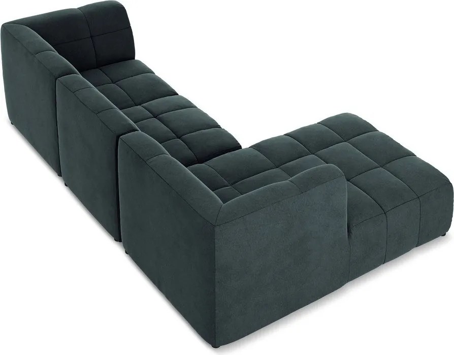 Kék bársony sarokkanapé (bal oldali-heverő résszel) Aloha – Makamii