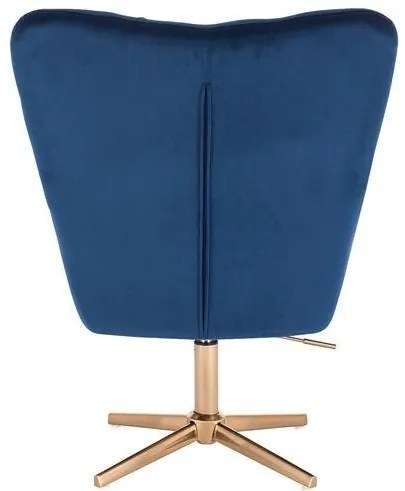HR650CROSS Tengerkék modern velúr szék arany lábbal