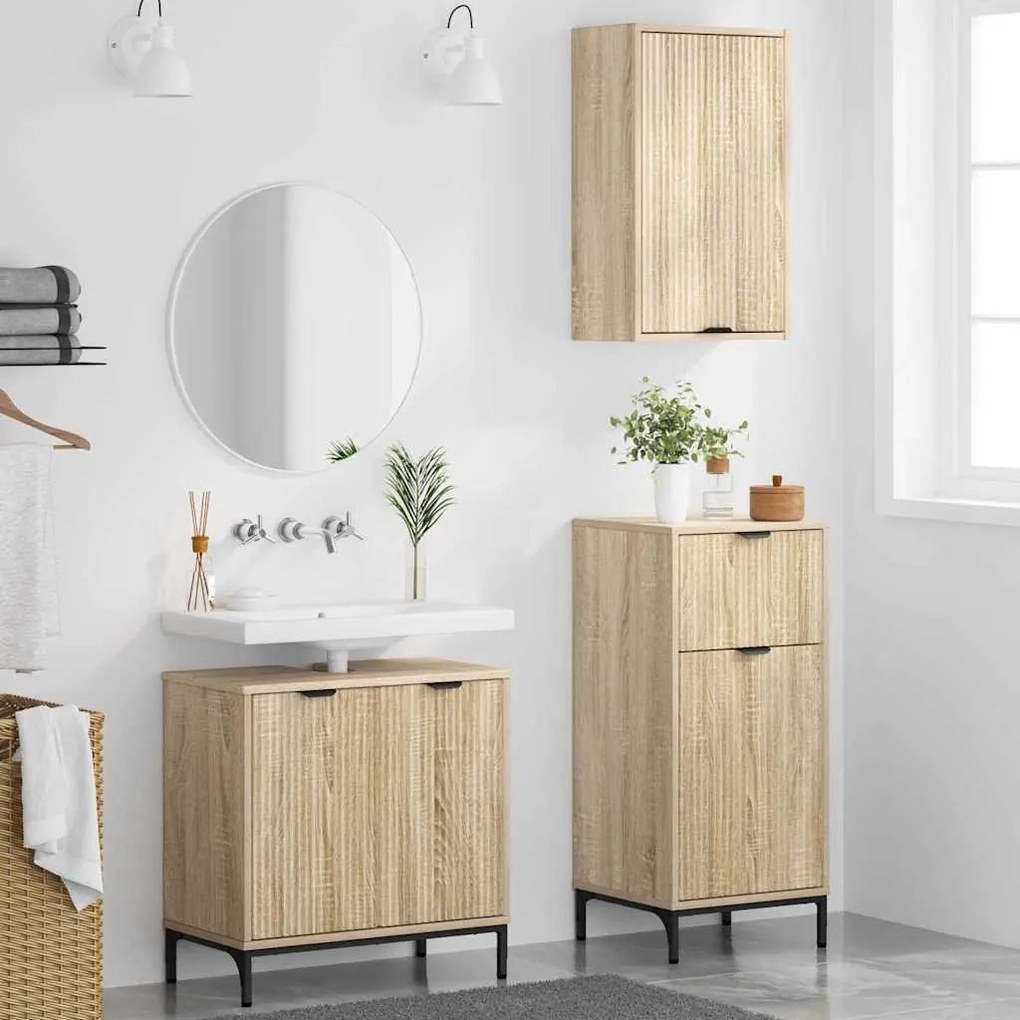 Fürdőszoba bútor szett 3 pcs sonoma tölgy 39.5 x 36 x 88 cm