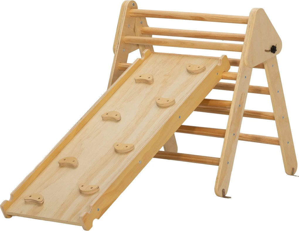 AIYAPLAY 2 az 1-ben Gyerekmászó Keret Csúszdával, Mászó Triangulum Csúszás és Mászás Megoldás, Fa Mászó Játék, 1.5-4 Éves Gyermekeknek, Beltéri, Termé