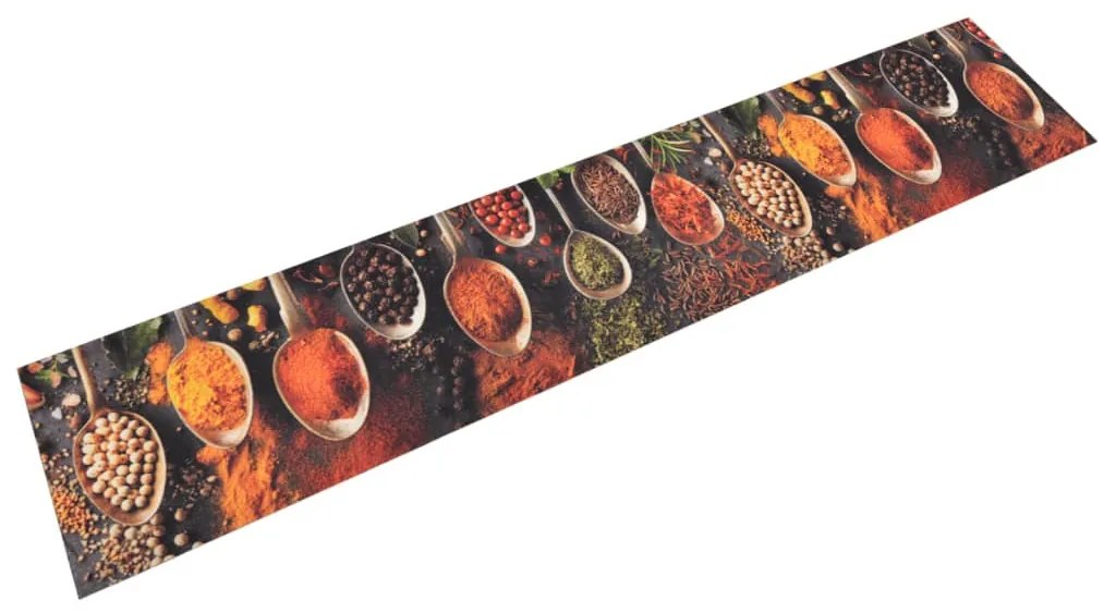mosható kanál- és fűszermintás bársony konyhaszőnyeg 60x300 cm