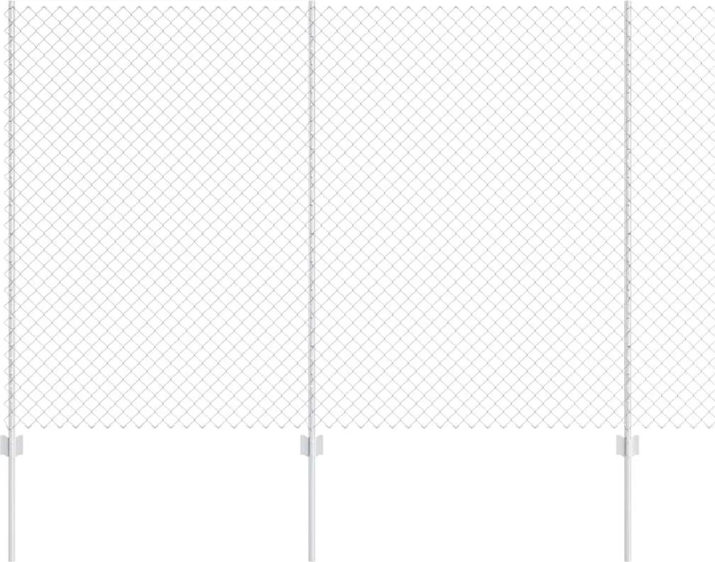 vidaXL Kerítés oszlopokkal Ezüst 1,6 x 10 m Acél