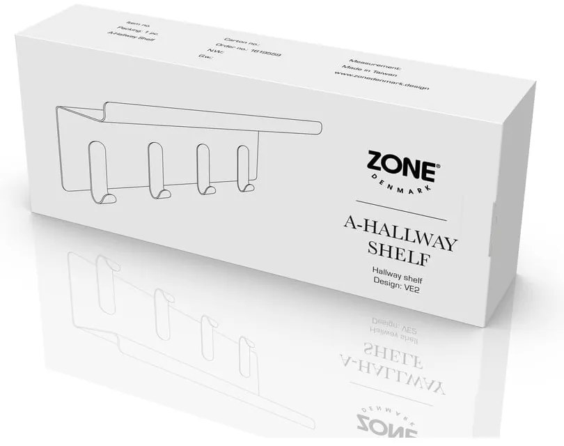 Világosszürke acél fali fogas polccal 11,5 cm A-Hallway – Zone