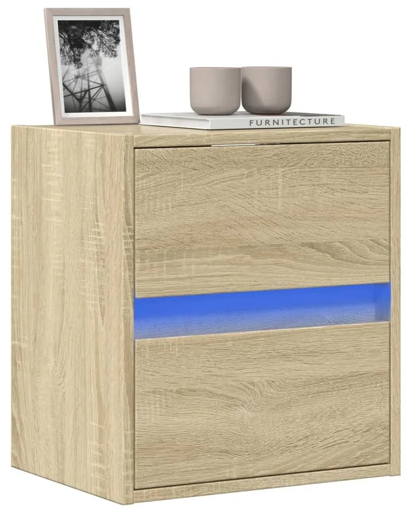 sonoma tölgy színű fali TV-szekrény LED-ekkel 41x31x45 cm