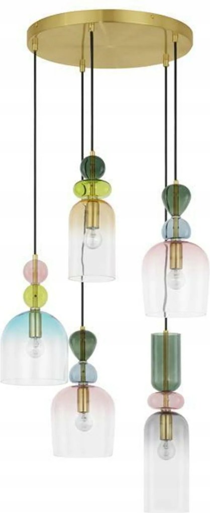 Nova Luce függőlámpa Murano arany fém fényes sötétzöld, kék, szürke