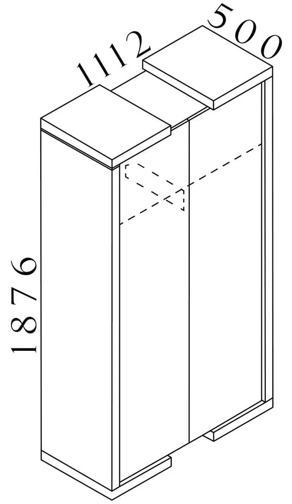 Lineart magas gardrób 111,2 x 50 x 187,6 cm, világos szilfa / fehér