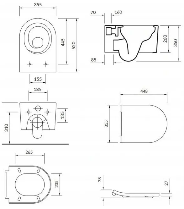 Cersanit Inverto függő WC csésze StreamOn 52 x 35,5 cm + lassan eső ülőke, fehér, S701-432