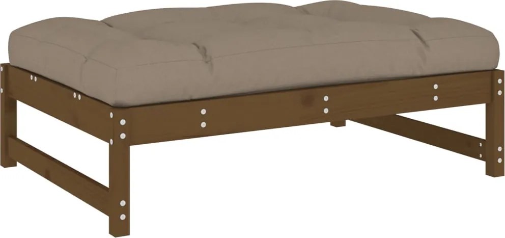 vidaXL mézbarna tömör fenyőfa kerti lábzsámoly párnával 120x80 cm