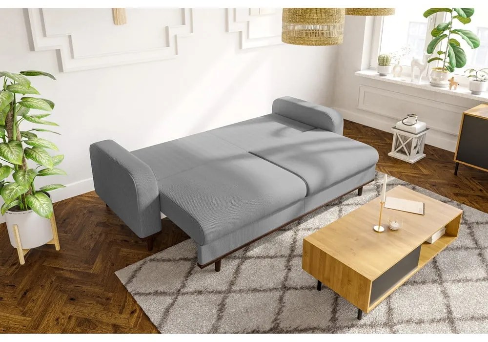 Világosszürke kordbársony kanapé 220 cm Beata – Ropez