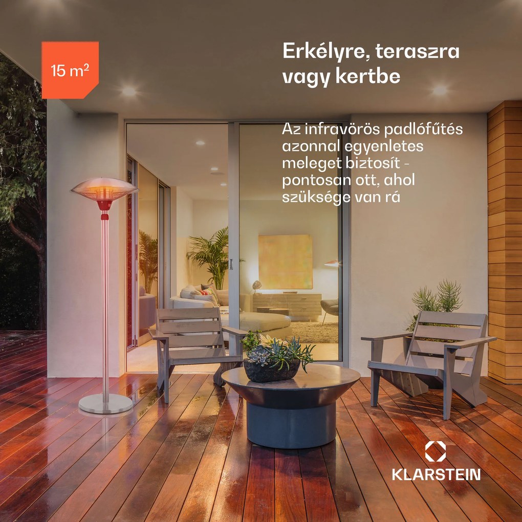 Blumfeldt Heat Guard, infravörös sugárzó fűtőtest, 2100 W, IP44, állítható magasságú, IR ComfortHeat