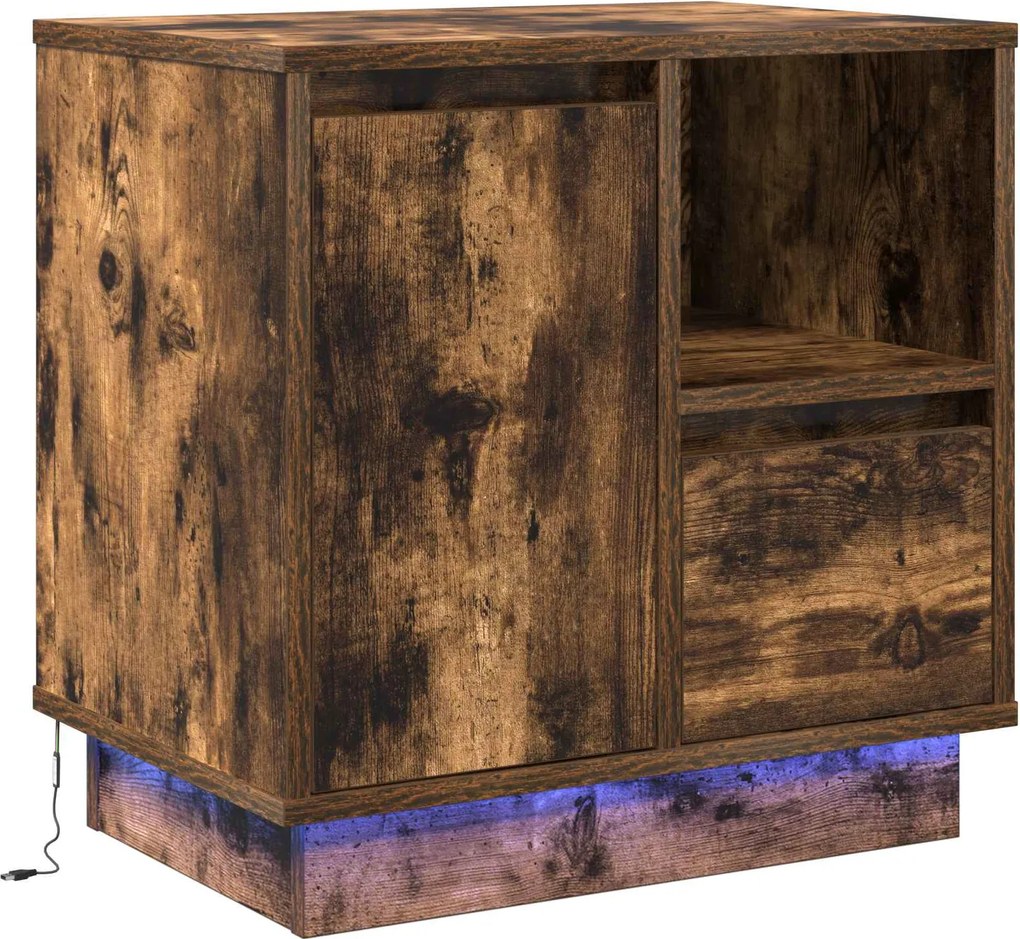 vidaXL Éjjeliszekrény fiókkal Füstölt tölgy 50 x 34,5 x 50 cm Faanyag
