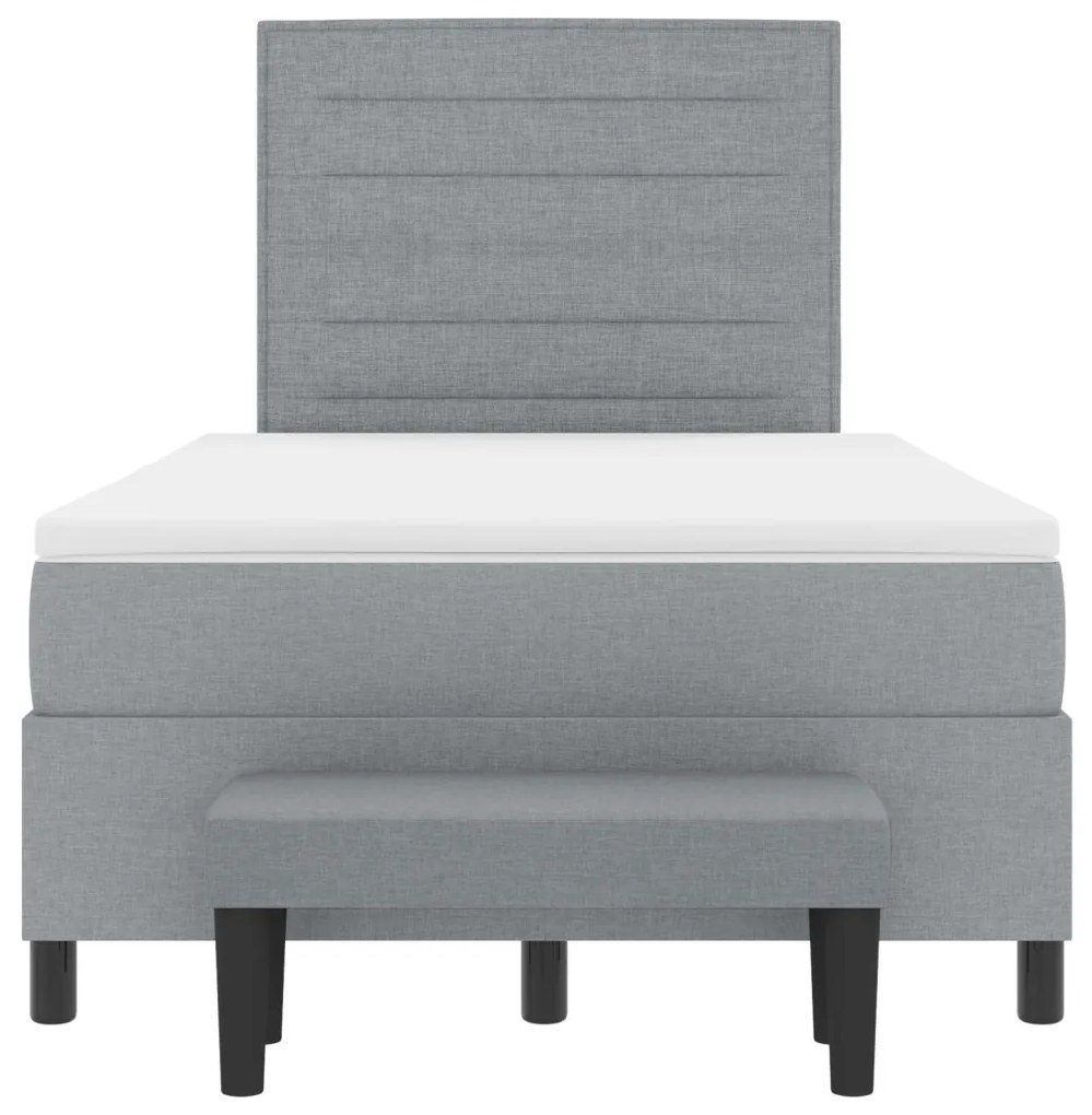Box Spring Ágy Matraccal és Pad Világosszürke 120x190 cm Szövet