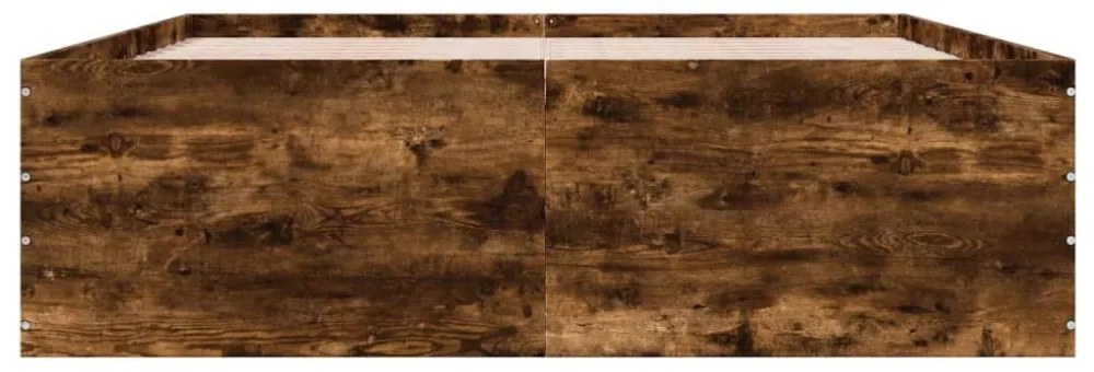 füstös tölgy színű szerelt fa ágykeret 150 x 200 cm