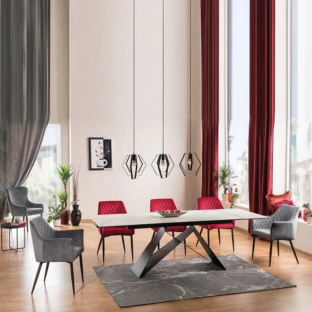 Westin III bővíthető étkezőasztal márvány hatású asztallappal 160-240cm