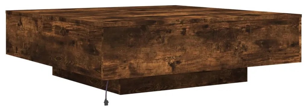 füstös tölgy színű dohányzóasztal LED-lámpákkal 100x100x31 cm