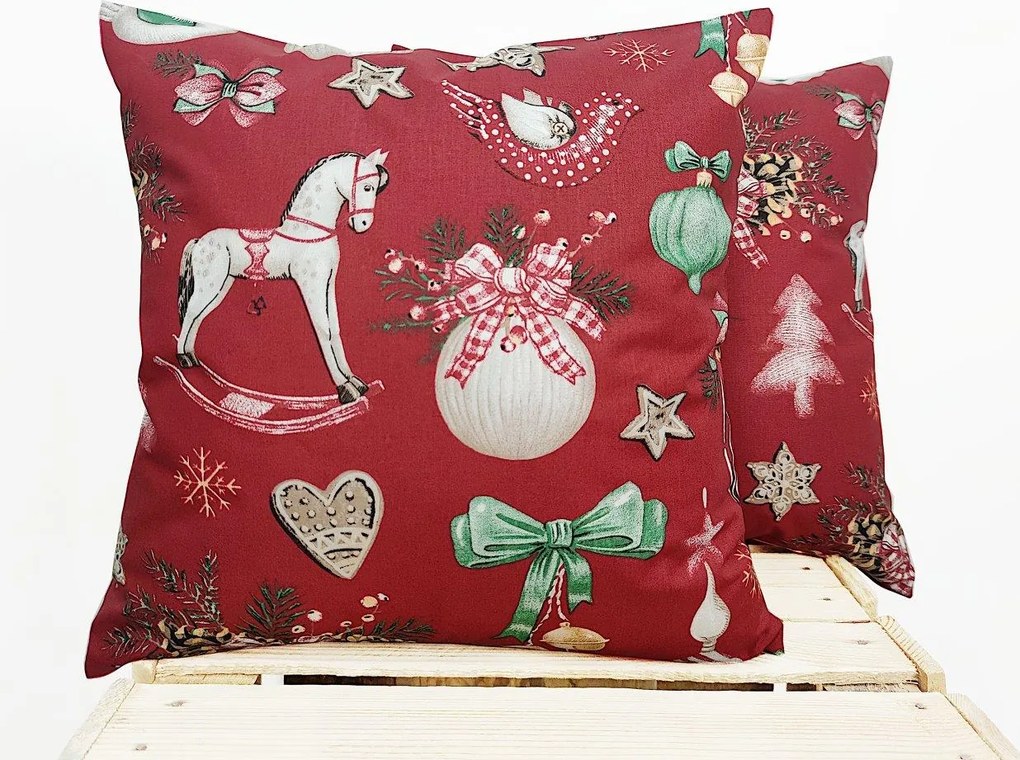 Párnahuzat 40x40 100% pamut Prémium játékok karácsonyi ló karácsonyi díszek