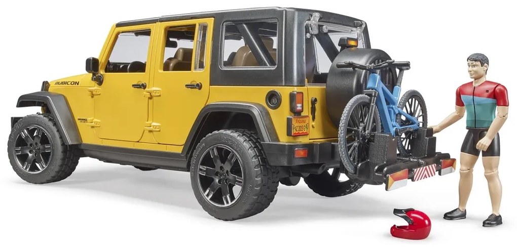 Bruder 2543 Jeep Wrangler Rubicon Unlimited hegyi kerékpárral és kerékpárossal, 3 db-os