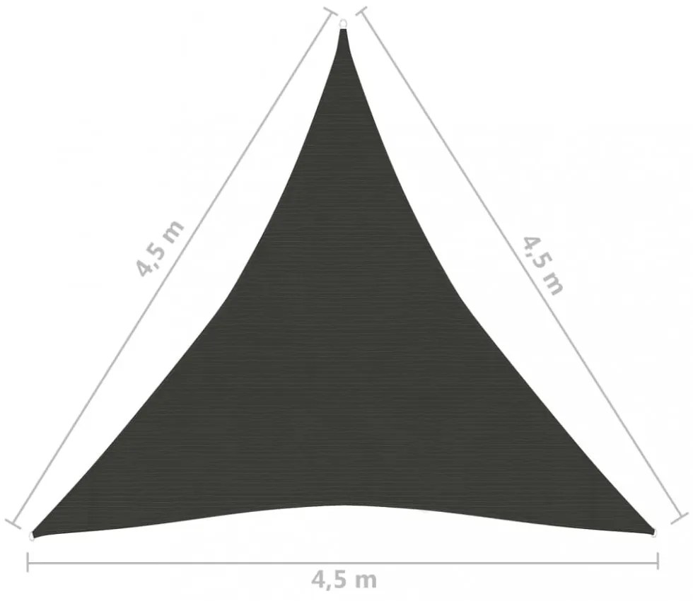 antracitszürke HDPE napvitorla 160 g/m² 4,5 x 4,5 x 4,5 m