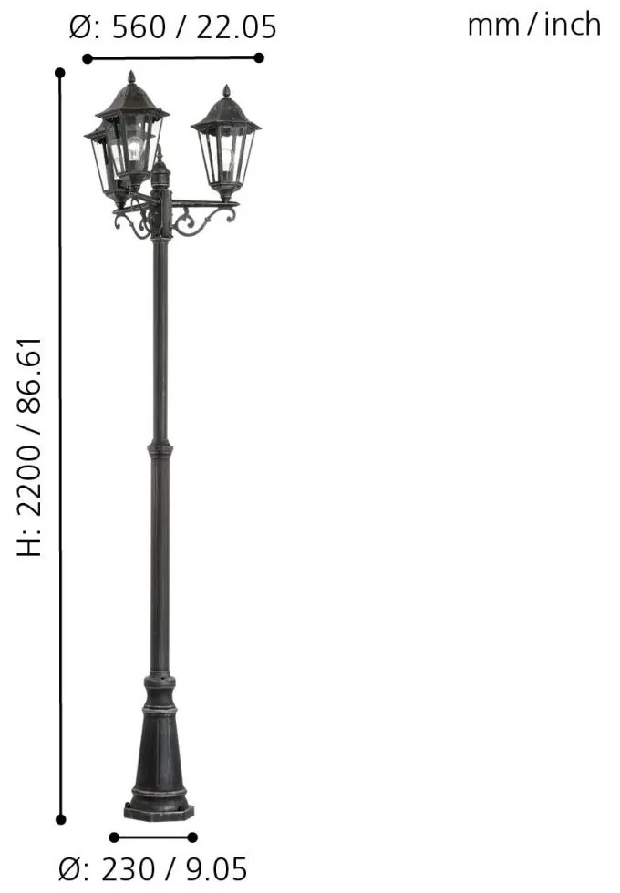 Eglo Navedo 93465 kültéri kandeláber, 3x60W E27