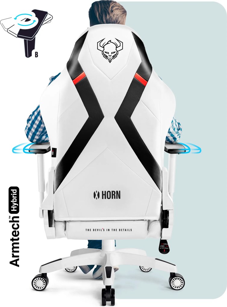 Gamer szék műbőr Normal Size, fehér-fekete: Diablo X-Horn 2.0