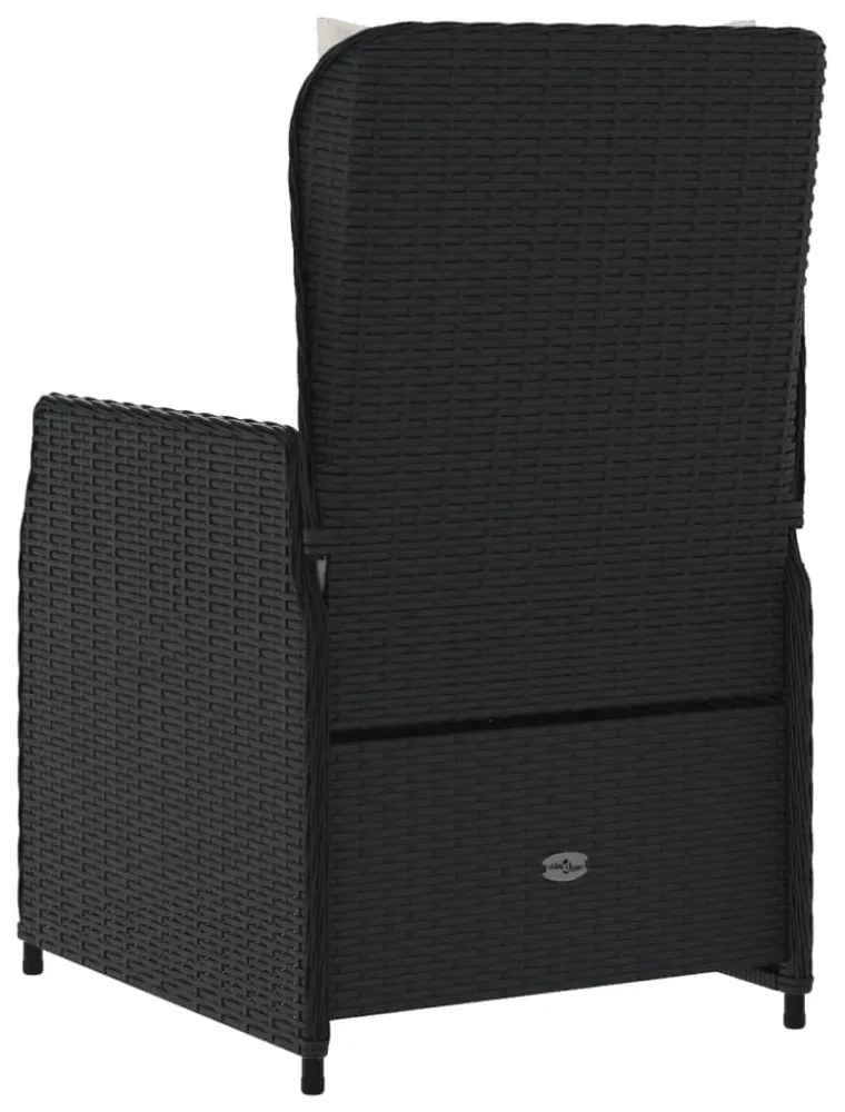 2 db fekete polyrattan dönthető kerti szék