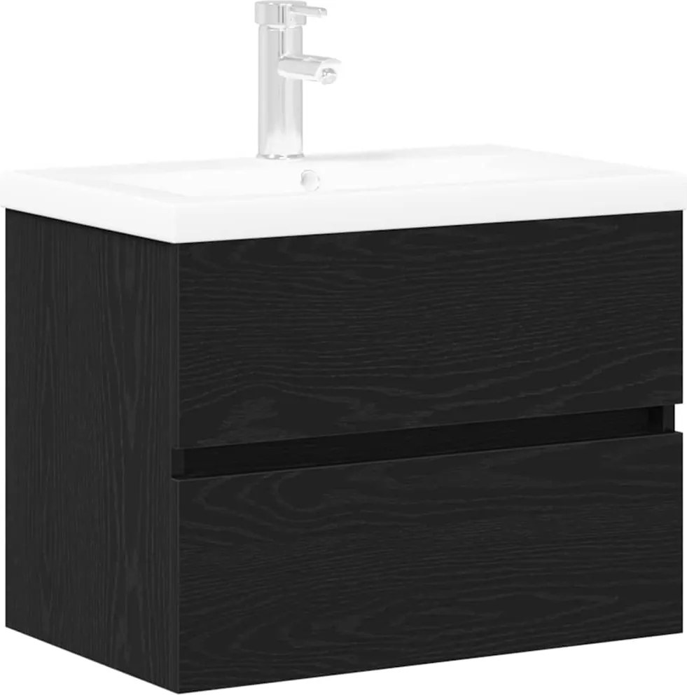 vidaXL Fürdőszobai mosdószekrény Fekete tölgy 80 x 39 x 62 cm Faanyag