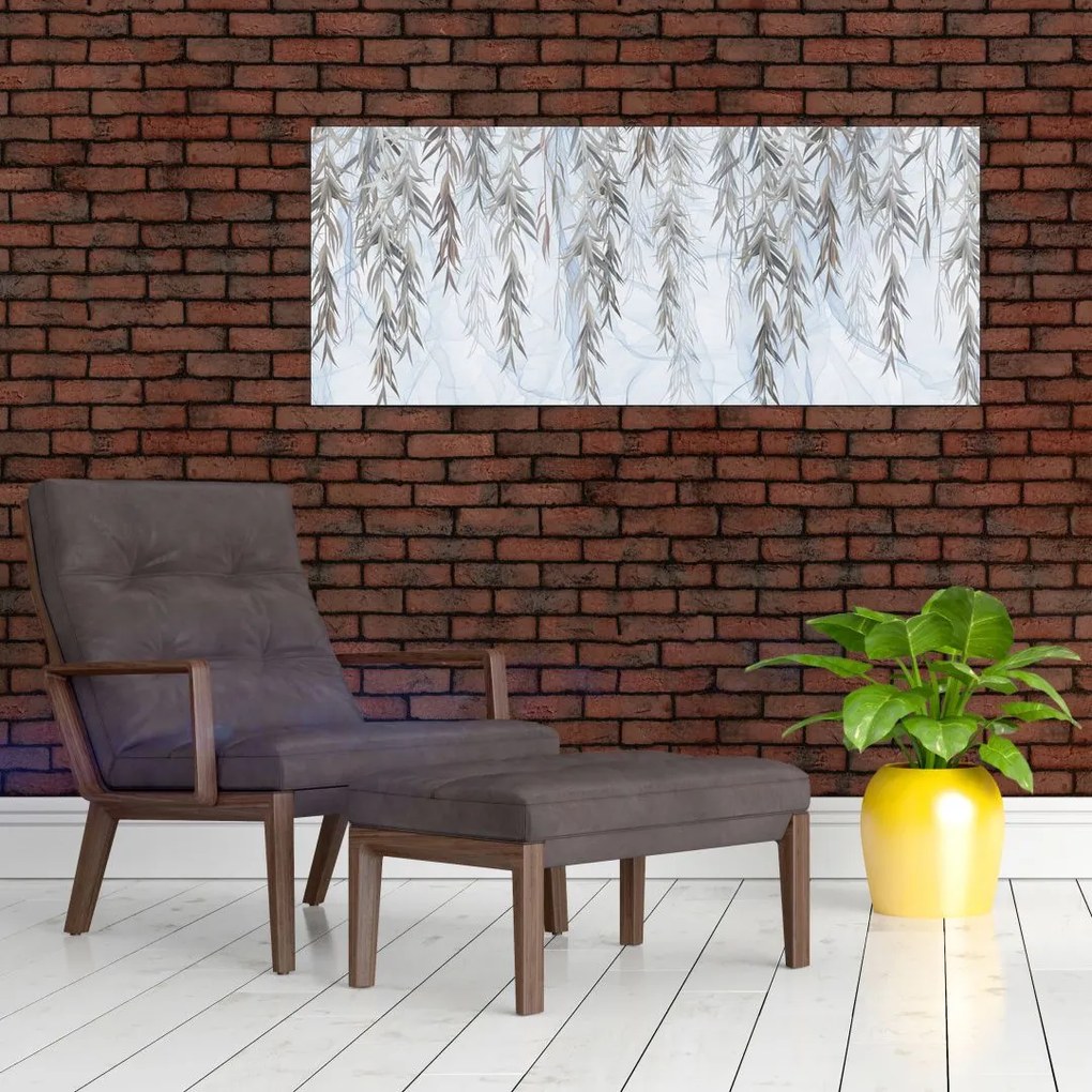 Kép - Fűzfa gallyak kék alapon (120x50 cm)