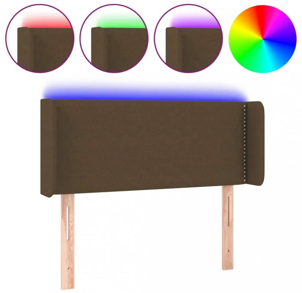 sötétbarna szövet LED-es fejtámla 93 x 16 x 78/88 cm