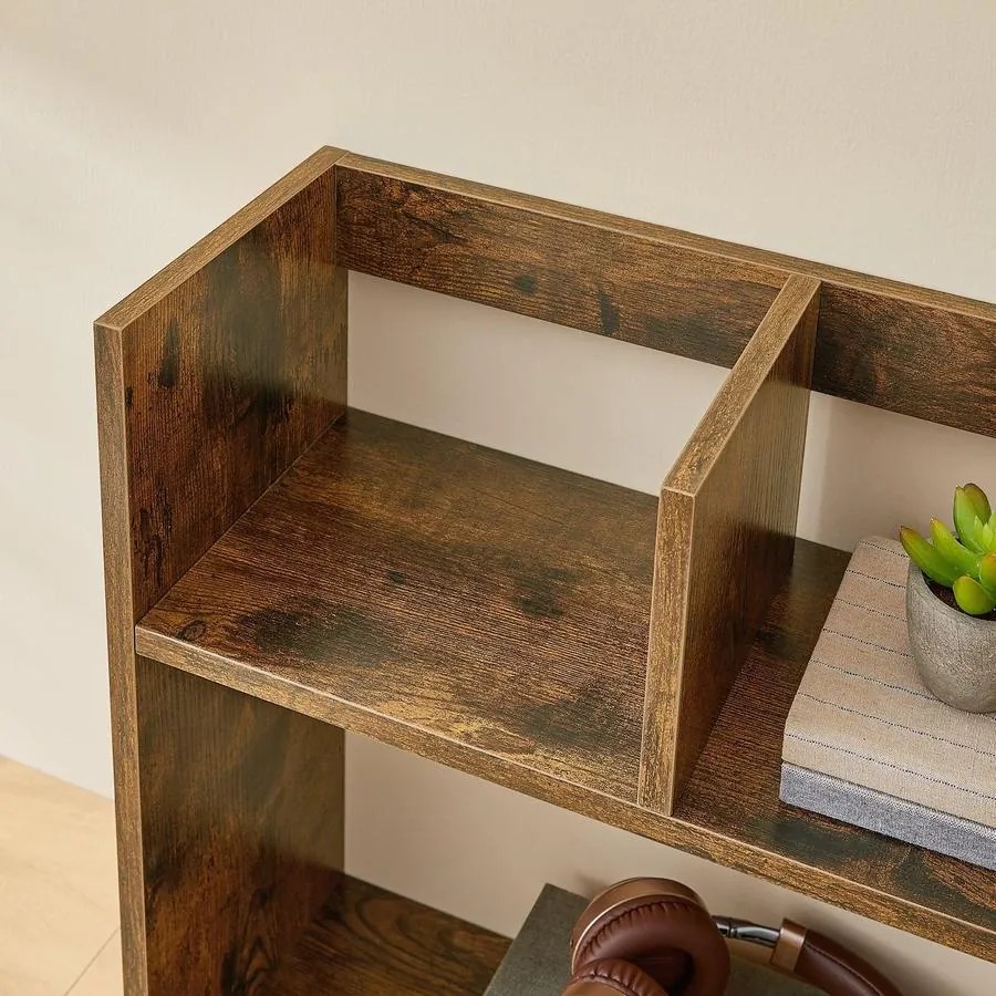 Asztali polc, rendszerező, rusztikus barna,  80x20x50 cm