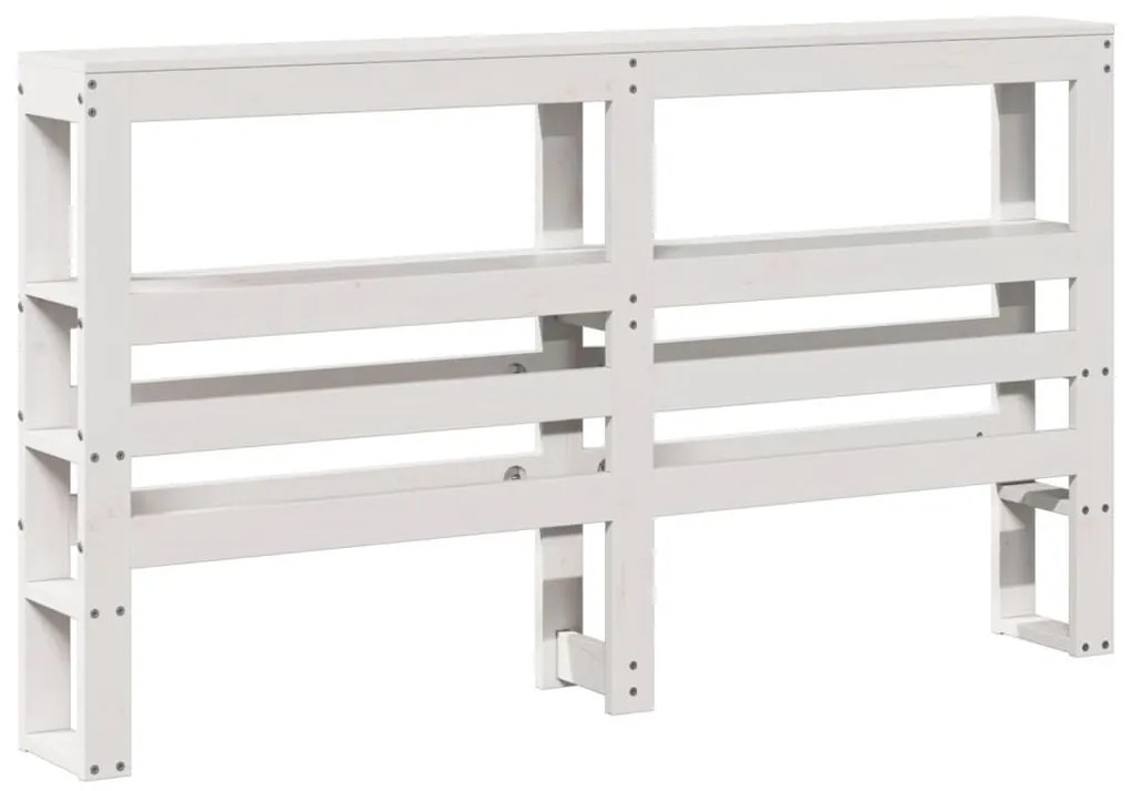 fehér tömör fenyőfa fejtámla polcokkal 150 cm