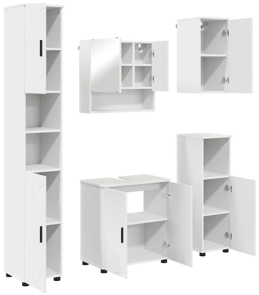 Fürdőszoba bútor szett 5 pcs Fehér 61 x 35 x 64 cm Faanyag