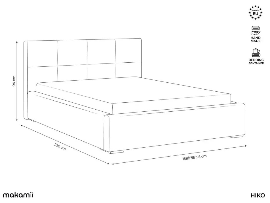 Sötétzöld bársony kárpitozott ágyneműtartós franciaágy ágyráccsal 140x200 cm Hiko – Makamii