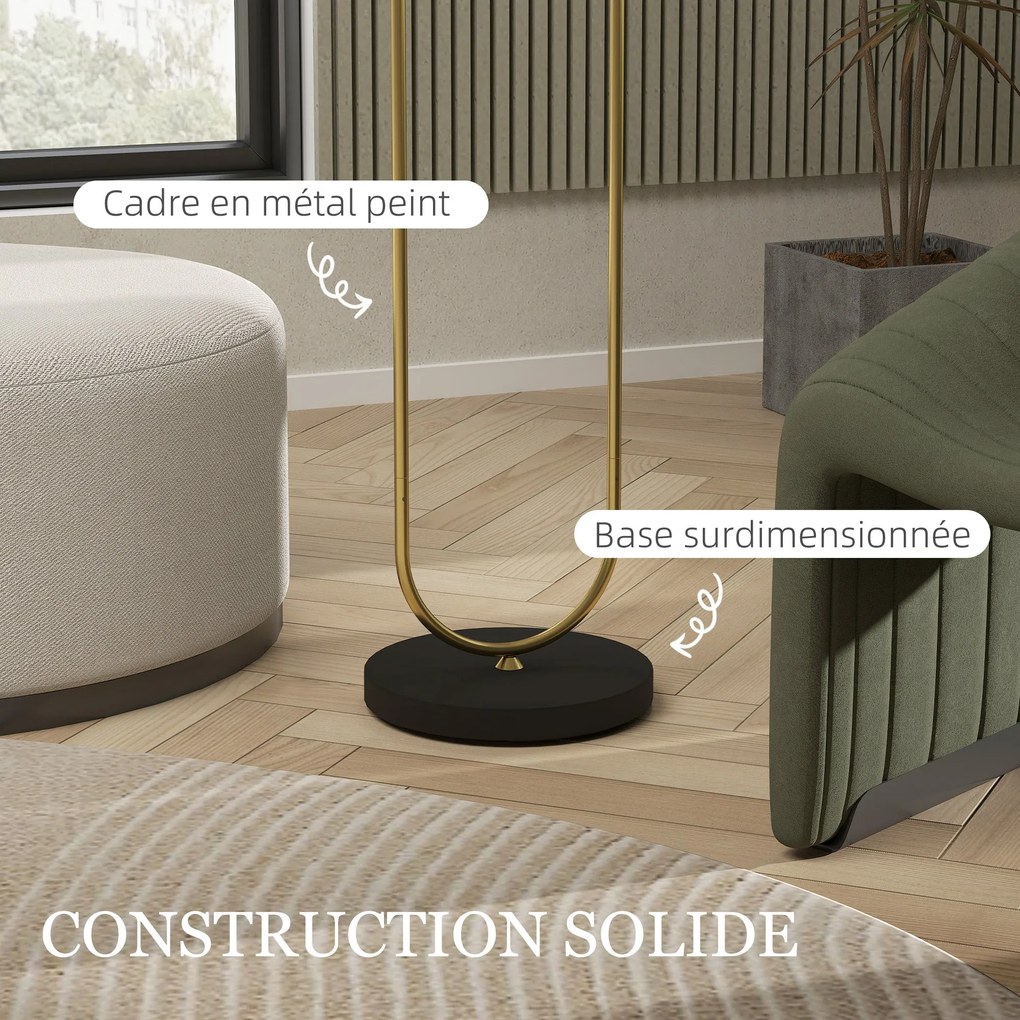 HOMCOM Fényerőszabályozós Padlólámpa Áttetsző Vászon Lámpabúrával E27 Foglalattal Modern Stílusú 156 cm Arany és Fekete | Aosom