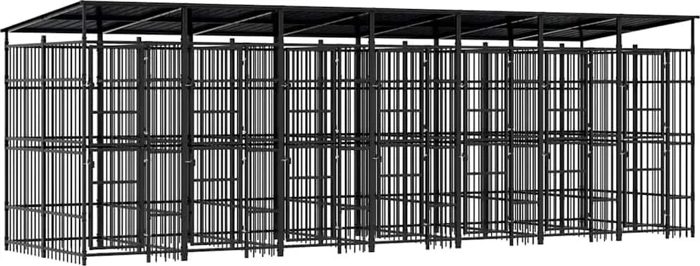vidaXL acél kültéri kutyakennel tetővel 12,9 m²