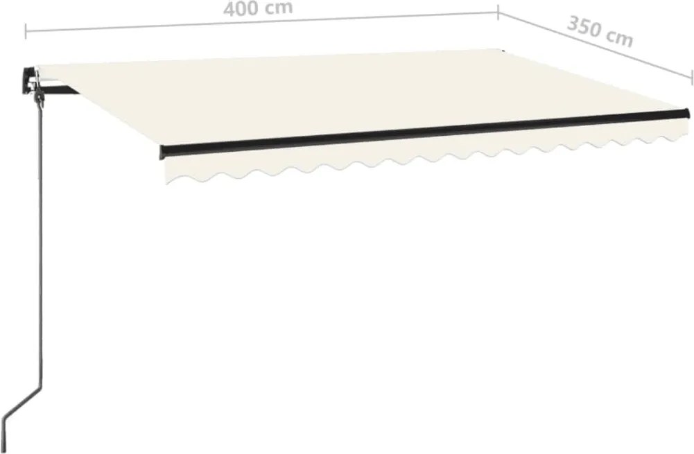 Krémszínű kézzel kihúzható napellenző 400 x 350 cm