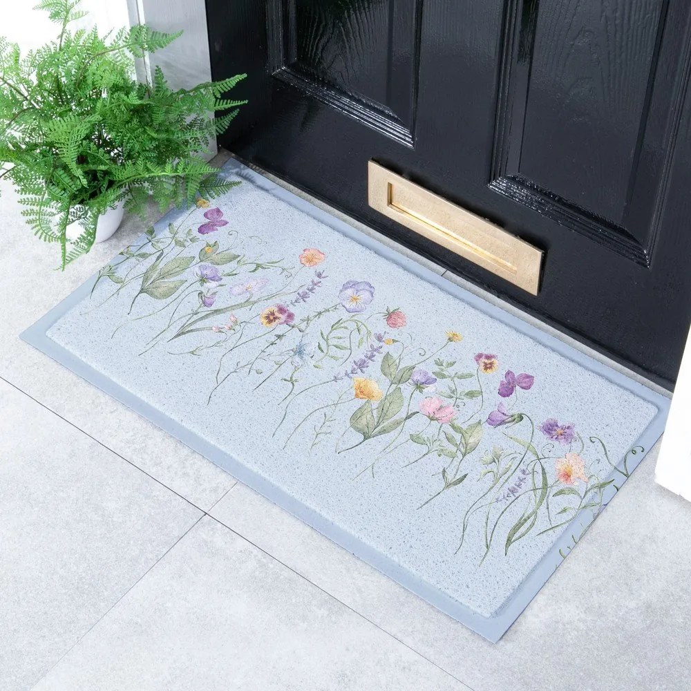 PVC lábtörlő 40x70 cm Blue Wild Flowers – Artsy Doormats